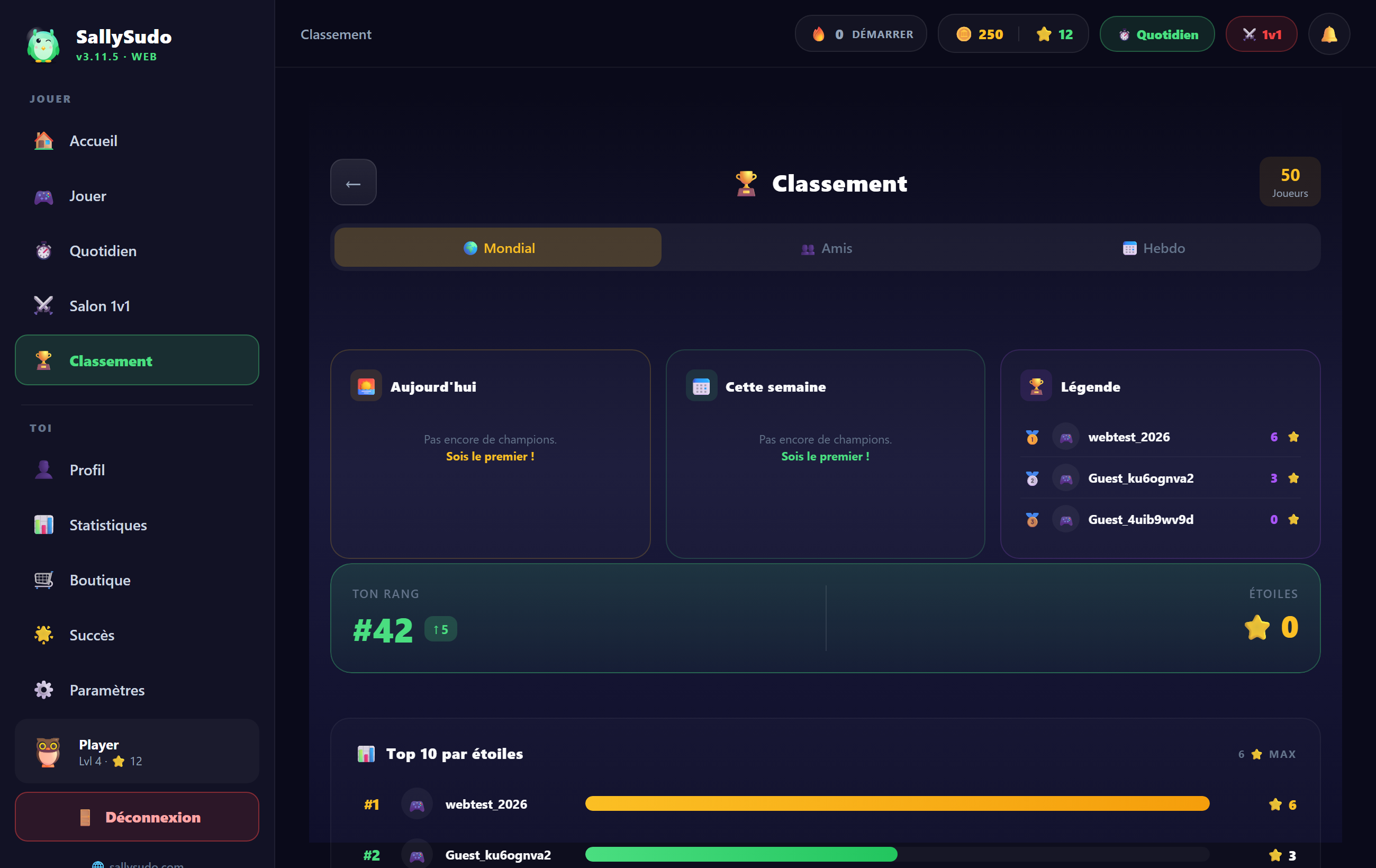 Ranked leaderboard
