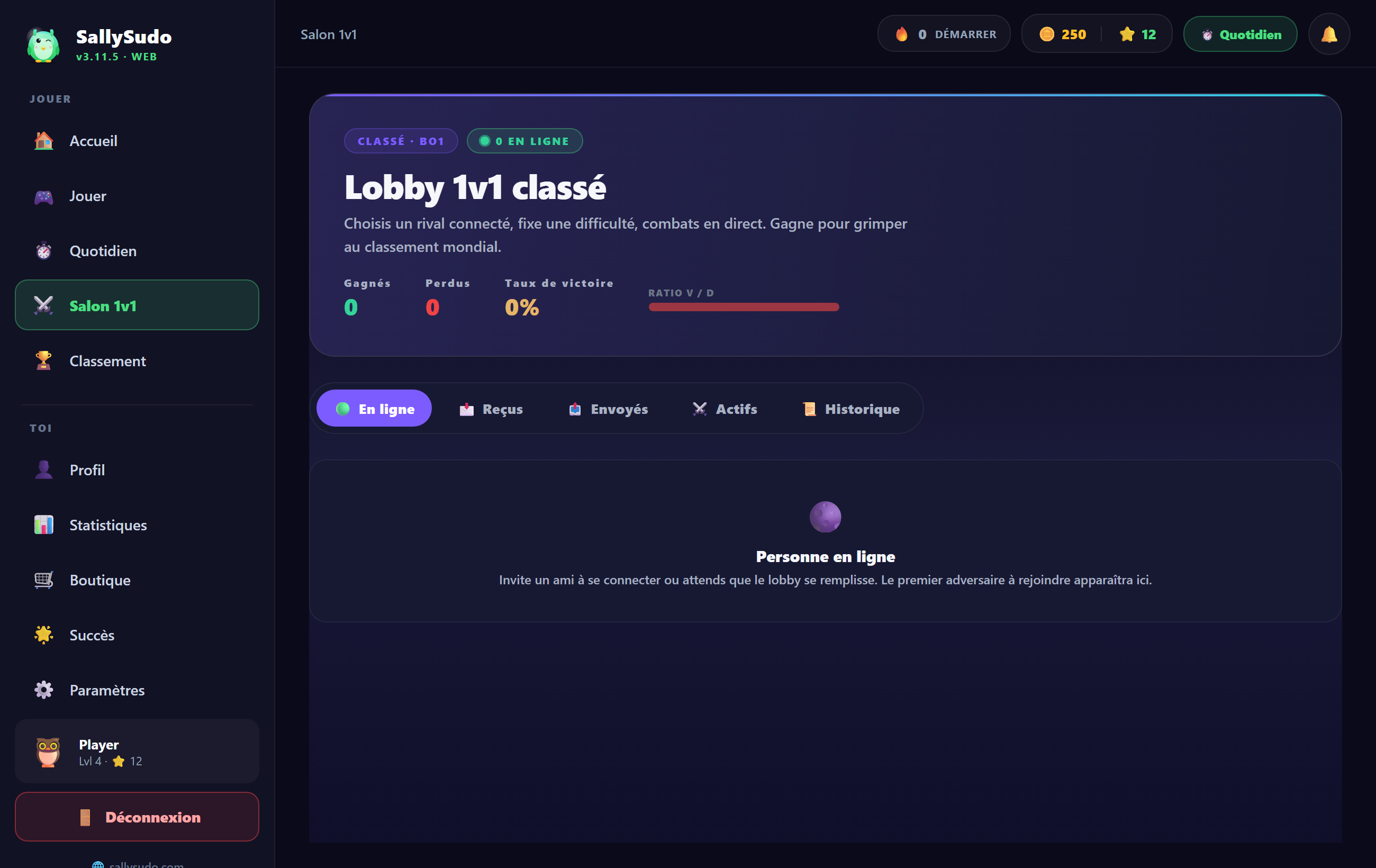 1v1 challenge lobby