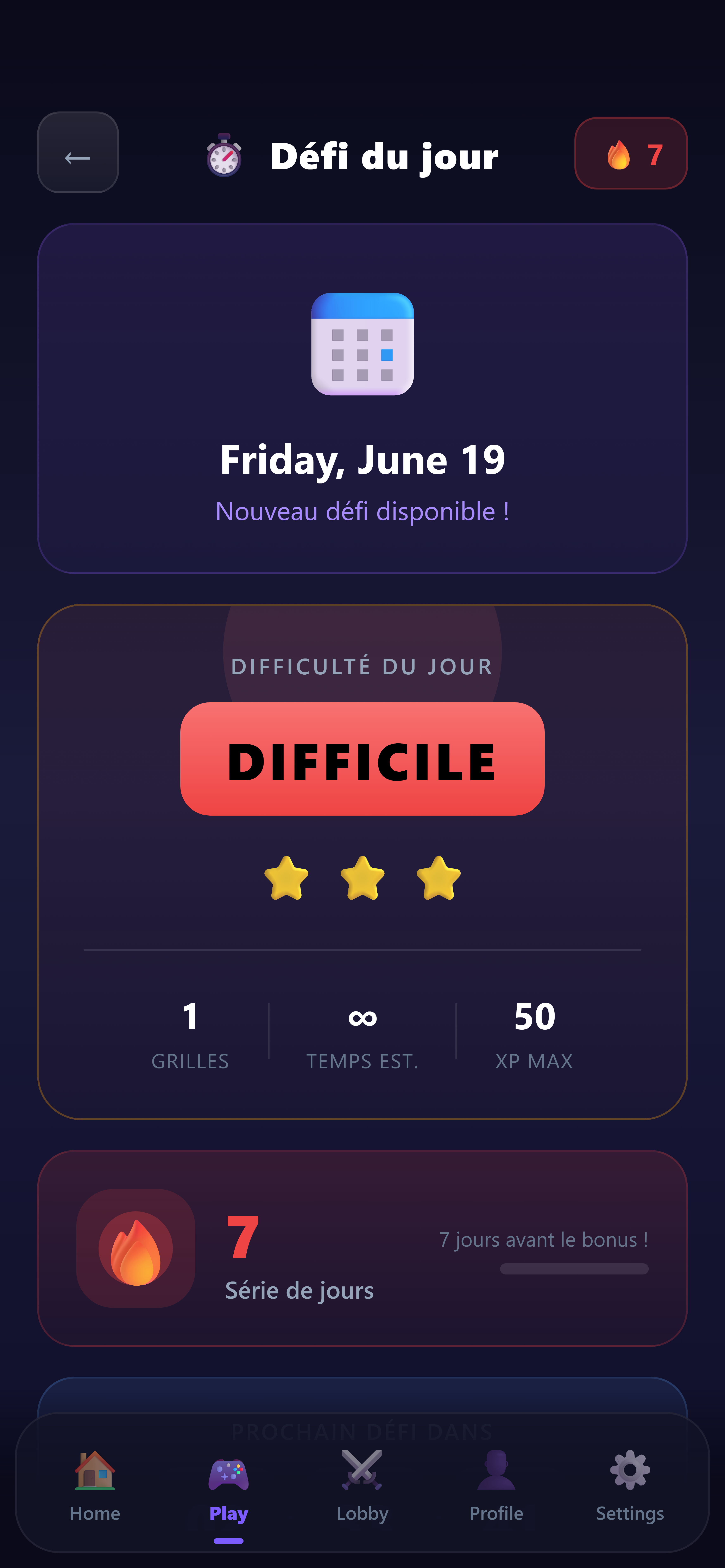 Mobile daily challenge