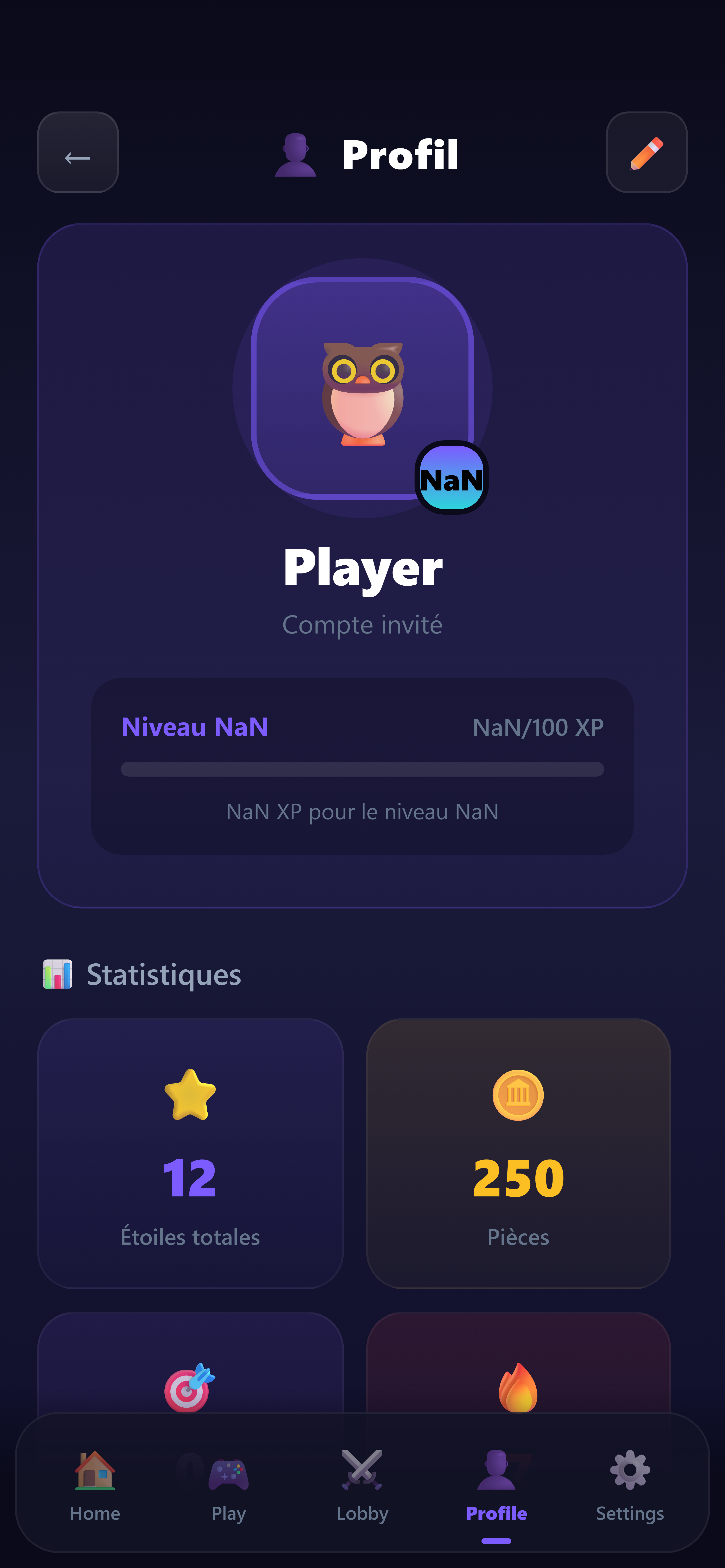 Mobile player profile
